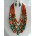 Necklace Korali of ceramic beads exotic mix 5 threads